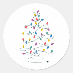 Sticker Rond Lumières d'arbre de Noël