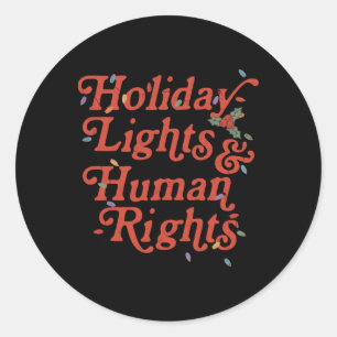 Sticker Rond Lumières De Fêtes Et Droits De L'Homme Noël Drôle