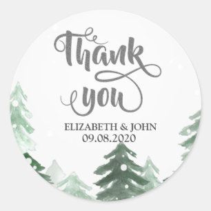 Sticker Rond Lumières de forêt, bois de string Merci Mariage