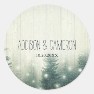 Sticker Rond Lumières de la forêt Sceau d'enveloppe rustique