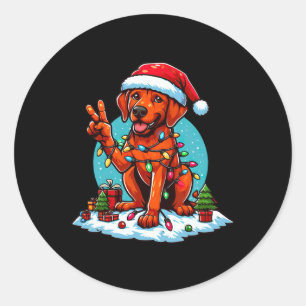 Sticker Rond Lumières de Noël Rhodesian Ridgeback de la main de