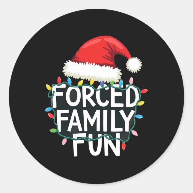 Sticker Rond Lumières de Noël sarcastiques Père Noël Casquette  (Devant)