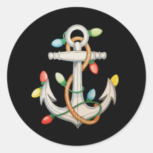 Sticker Rond Lumières de Noël Xmas d'ancre de bateau de croisiè