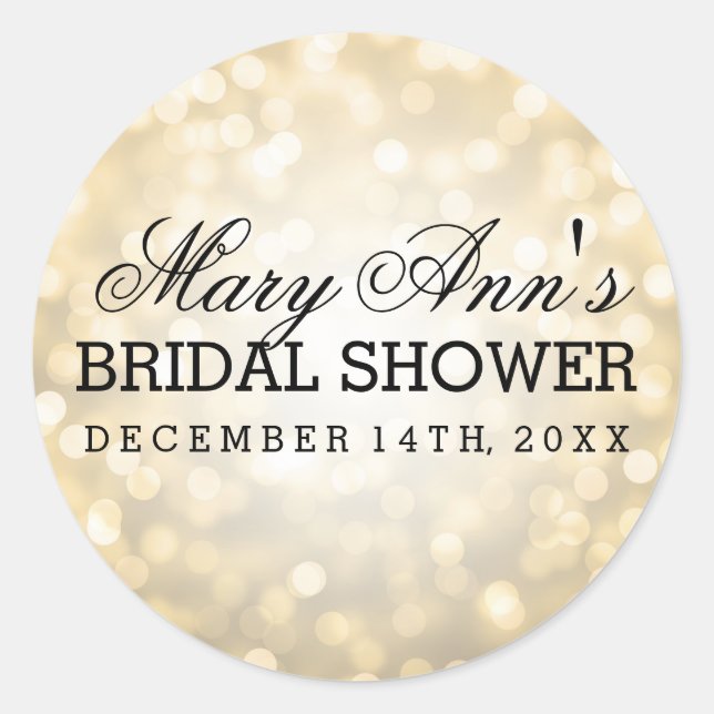 Sticker Rond Lumières de parties scintillantes d'or d'étiquette (Devant)