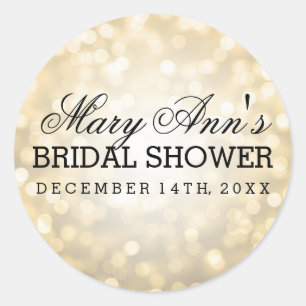 Sticker Rond Lumières de parties scintillantes d'or d'étiquette