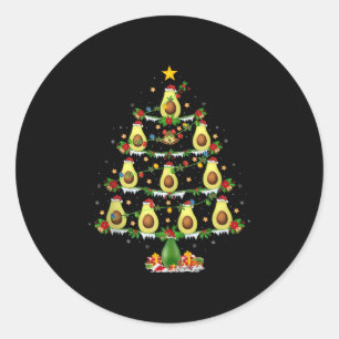 Sticker Rond Lumières de sapin de Noël à l'avocat Drôle de Noël