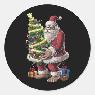 Sticker Rond Lumières de sapin de Noël Bigfoot Noël amateur de 