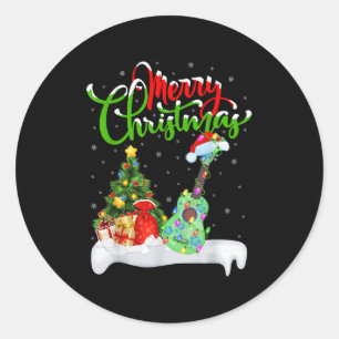 Sticker Rond Lumières de sapin de Noël Chapeau de Père Noël Mus