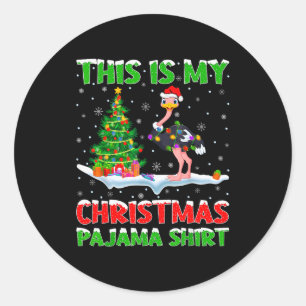 Sticker Rond Lumières de sapin de Noël d'autruche oiseau C'est