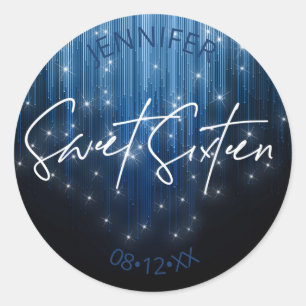 Sticker Rond Lumières en cascade Sweet 16 Blue ID790