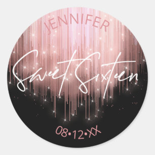 Sticker Rond Lumières en cascade Sweet 16 Rose Gold ID790