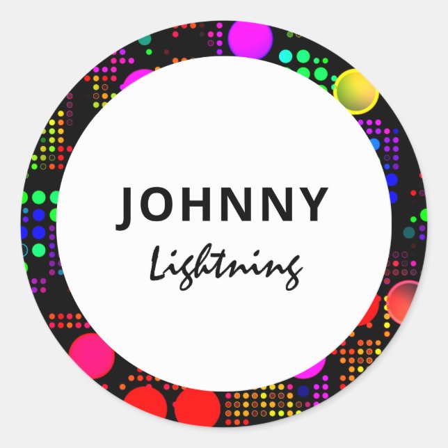 Sticker Rond Lumières Led Disco Personnalisées (Devant)