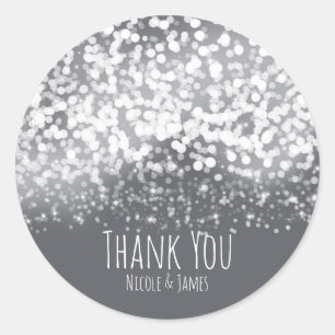 Sticker Rond Lumières scintillantes Mariage moderne gris romant