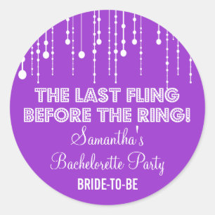 Sticker Rond Lumières suspendues Bachelorette Party violet rond