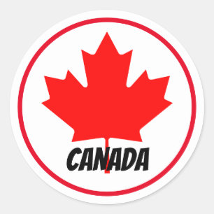Sticker Rond Lumineuse Feuille d'érable canadienne Fête du Cana