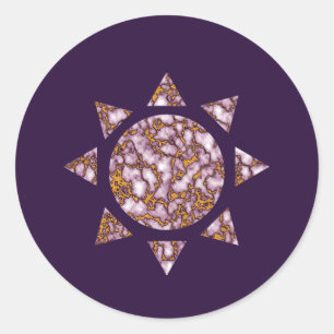 Sticker Rond Lumineuse rose et or Marbre Texture Design soleil