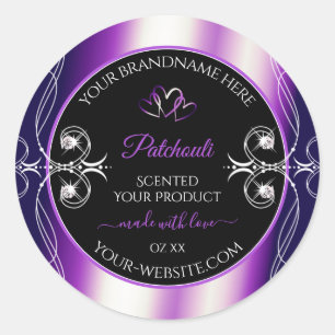 Sticker Rond Lumineuse violet cadre noir produit bijoux Étiquet