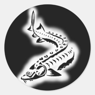 Sticker Rond Luminosité tribale de l'esturgeon