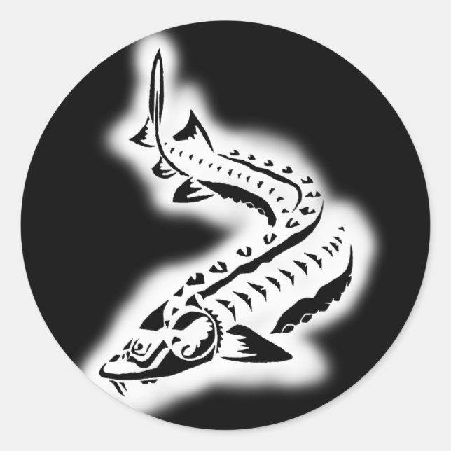 Sticker Rond Luminosité tribale de l'esturgeon (Devant)