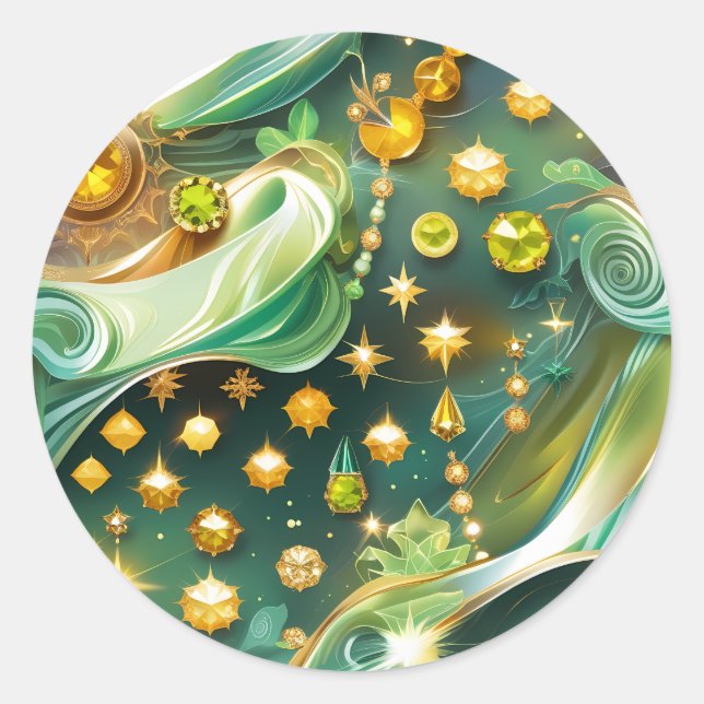Sticker Rond Luminous Peridot Citrine Celestial Moon (Devant)