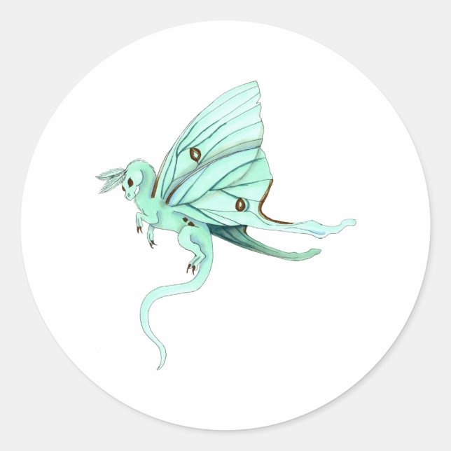 Sticker Rond Luna Moth Fairy Dragon (Devant)