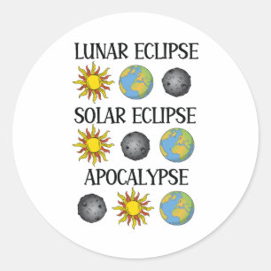 Sticker Rond Lunaire Eclipse Solaire Eclipse Apocalypse Espace