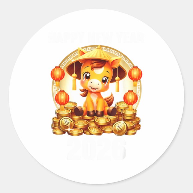 Sticker Rond Lunar New Year 2026 Chinese New Year Decorations  (Devant)