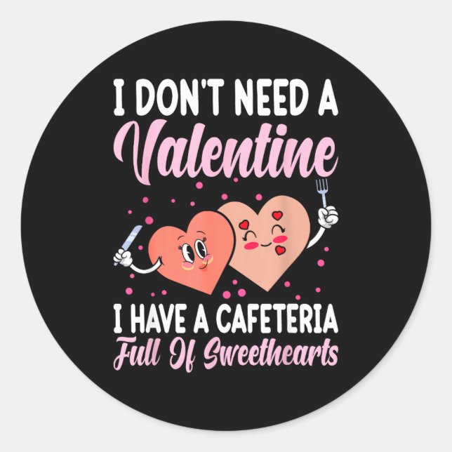Sticker Rond Lunch Lady Gift Co. Funny Valentine's Day - Black  (Devant)