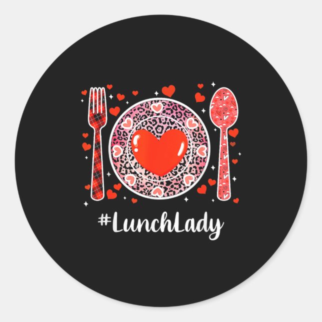 Sticker Rond #lunchlady Lunch Lady Women Matching Happy Valenti (Devant)