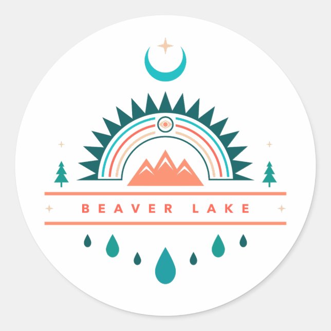 Sticker Rond lune arc-en-ciel du lac beaver (Devant)