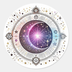Sticker Rond Lune astrologique zodiaque