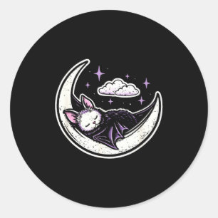 Sticker Rond Lune chauve-souris créatif mignon kawaii pastel go