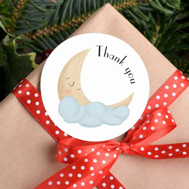 Sticker Rond Lune couchée Merci mou (Créateur téléchargé)