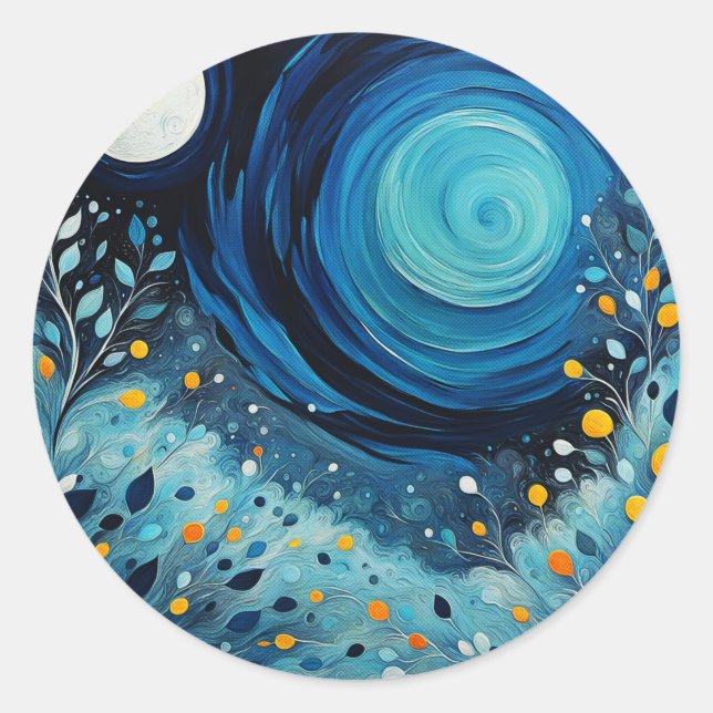 Sticker Rond Lune Dans Le Jardin 804 (Devant)