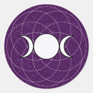 Sticker Rond Lune de déesse triple