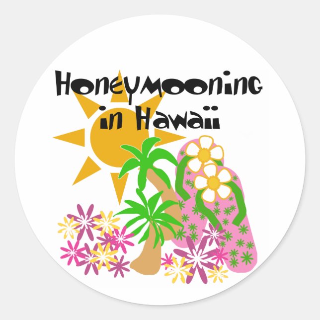 Sticker Rond Lune de miel à Hawaii (Devant)