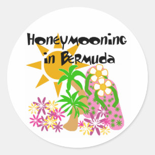 Sticker Rond Lune de miel aux Bermudes