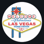 Sticker Rond Lune de miel de Las Vegas<br><div class="desc">Design lune de miel de Las Vegas</div>
