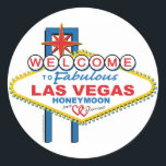Sticker Rond Lune de miel de Las Vegas<br><div class="desc">Design lune de miel de Las Vegas</div>