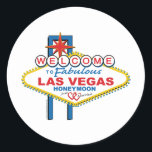 Sticker Rond Lune de miel de Las Vegas<br><div class="desc">Bienvenue sur Fabulous Las Vegas Honeymoon</div>