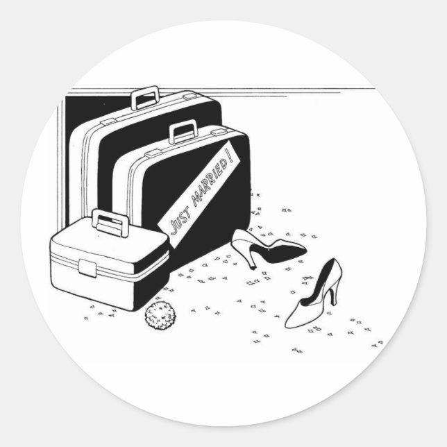 Sticker Rond Lune de miel de mariage de plage (Devant)