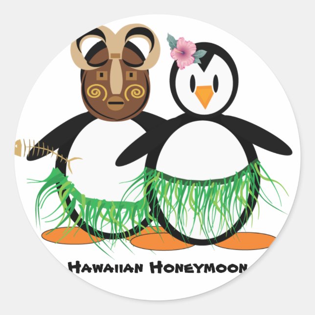 Sticker Rond Lune de miel hawaïenne (Devant)