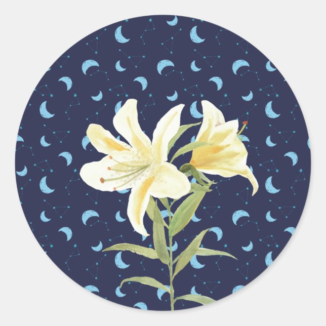 Sticker Rond Lune de nuit Casablanca Lily (Devant)