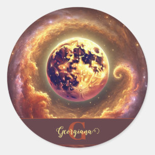 Sticker Rond Lune de récolte de galaxie automatique personnalis
