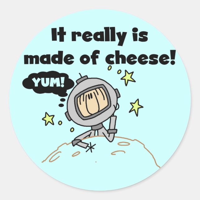 Sticker Rond Lune de tee-shirts et cadeaux au fromage (Devant)