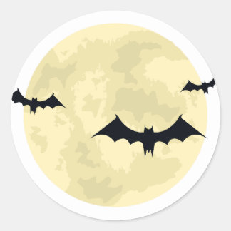 Sticker Rond Lune d'Halloween et chauves-souris