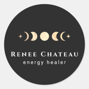 Sticker Rond Lune d'or Phases de l'assainissement de l'énergie