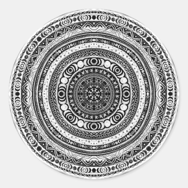 Sticker Rond Lune Enfant Mandala Triple Lune Sorcière (Devant)