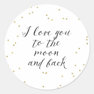 Sticker Rond Lune et confettis arrières d'or