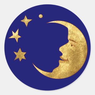 Sticker Rond Lune et étoiles